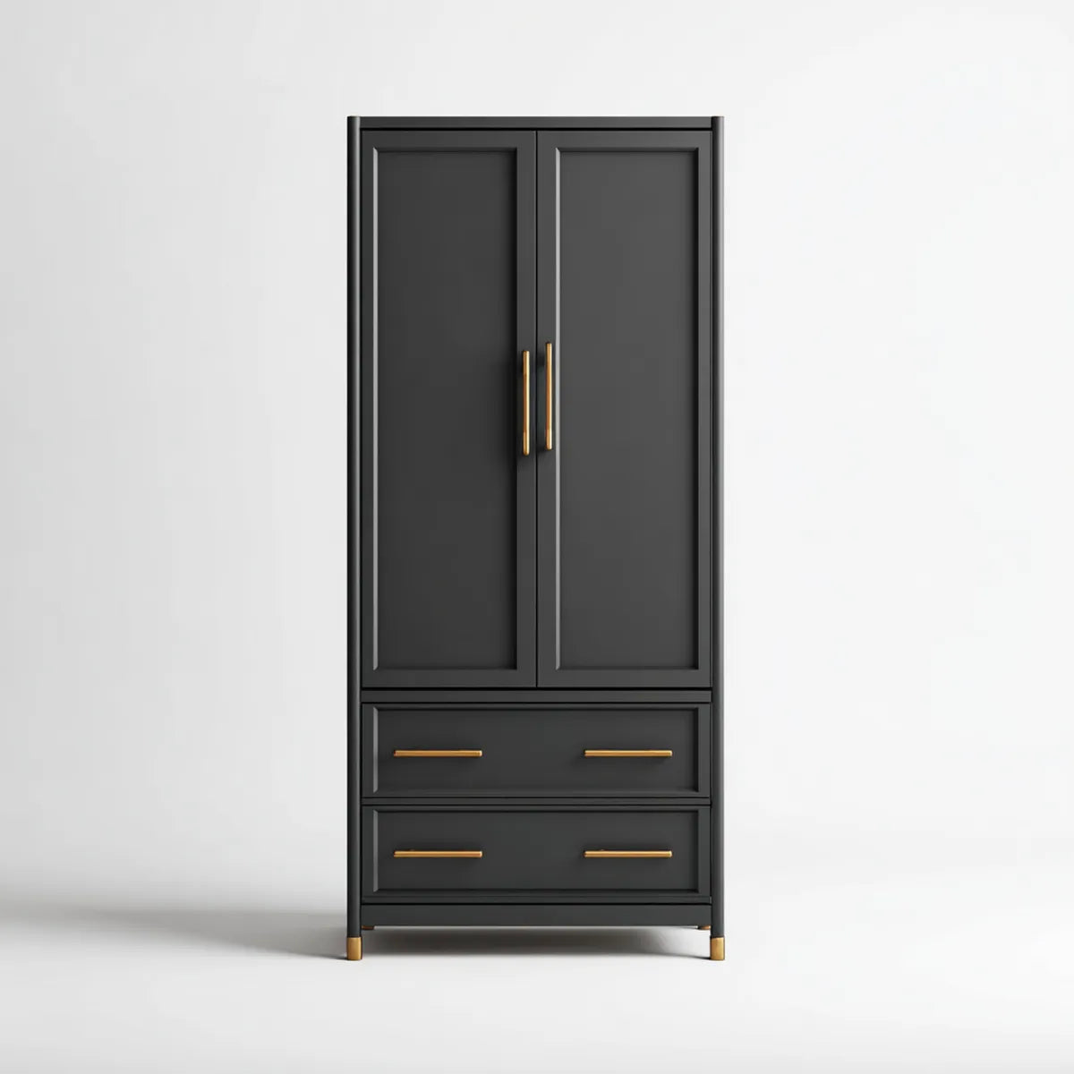 Kleiderschrank Schwarz 90 x 50 x 200 cm aus MDF mit 2 Türen und 2 Schubladen