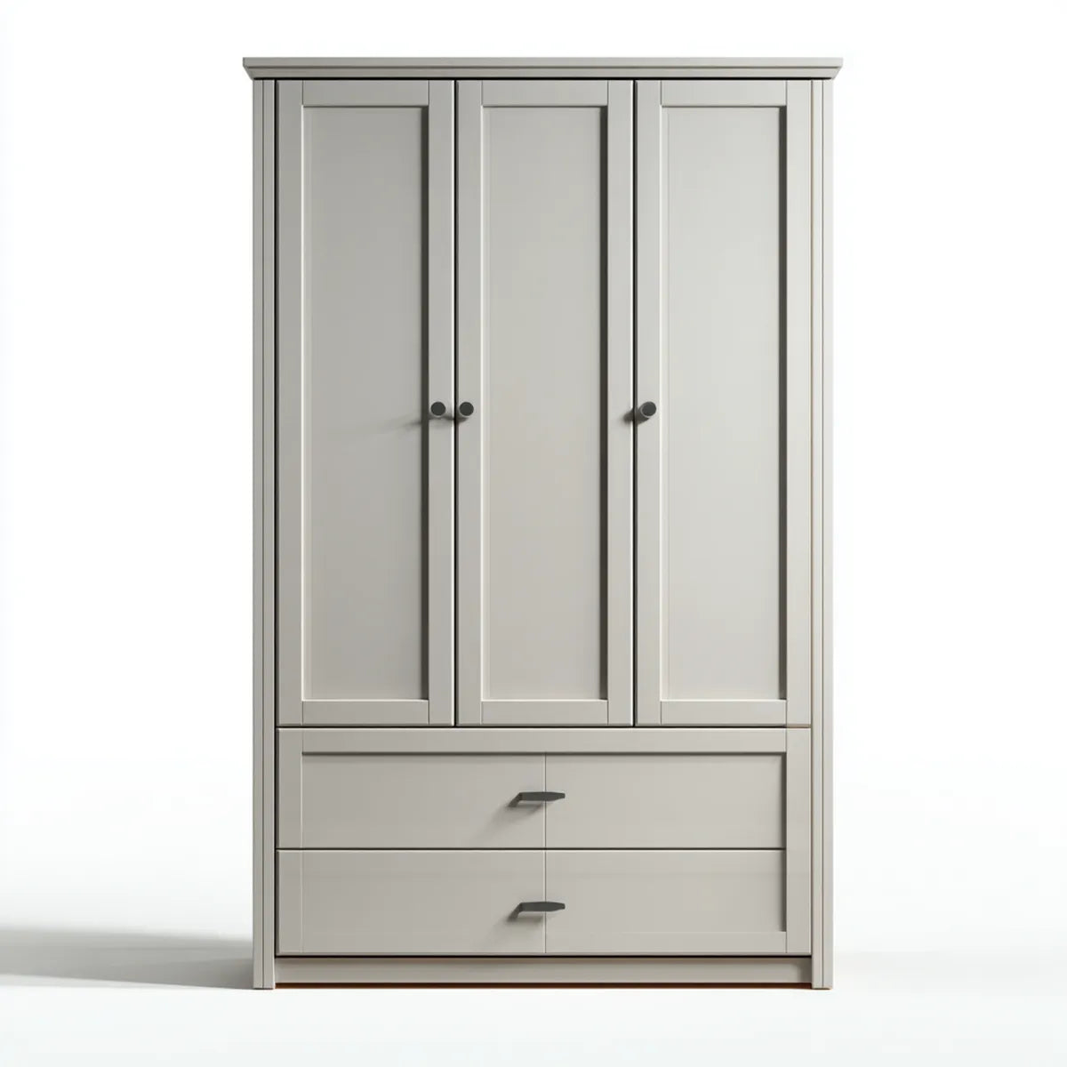 Kleiderschrank Greige 120 x 52 x 200 cm aus Spanplatte rechteckig mit 3 Türen und 2 Schubladen