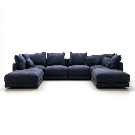 U-förmiges Ecksofa Dunkelblau 360 x 170 x 85 cm mit Polyesterbezug und Schaumstoffpolsterung