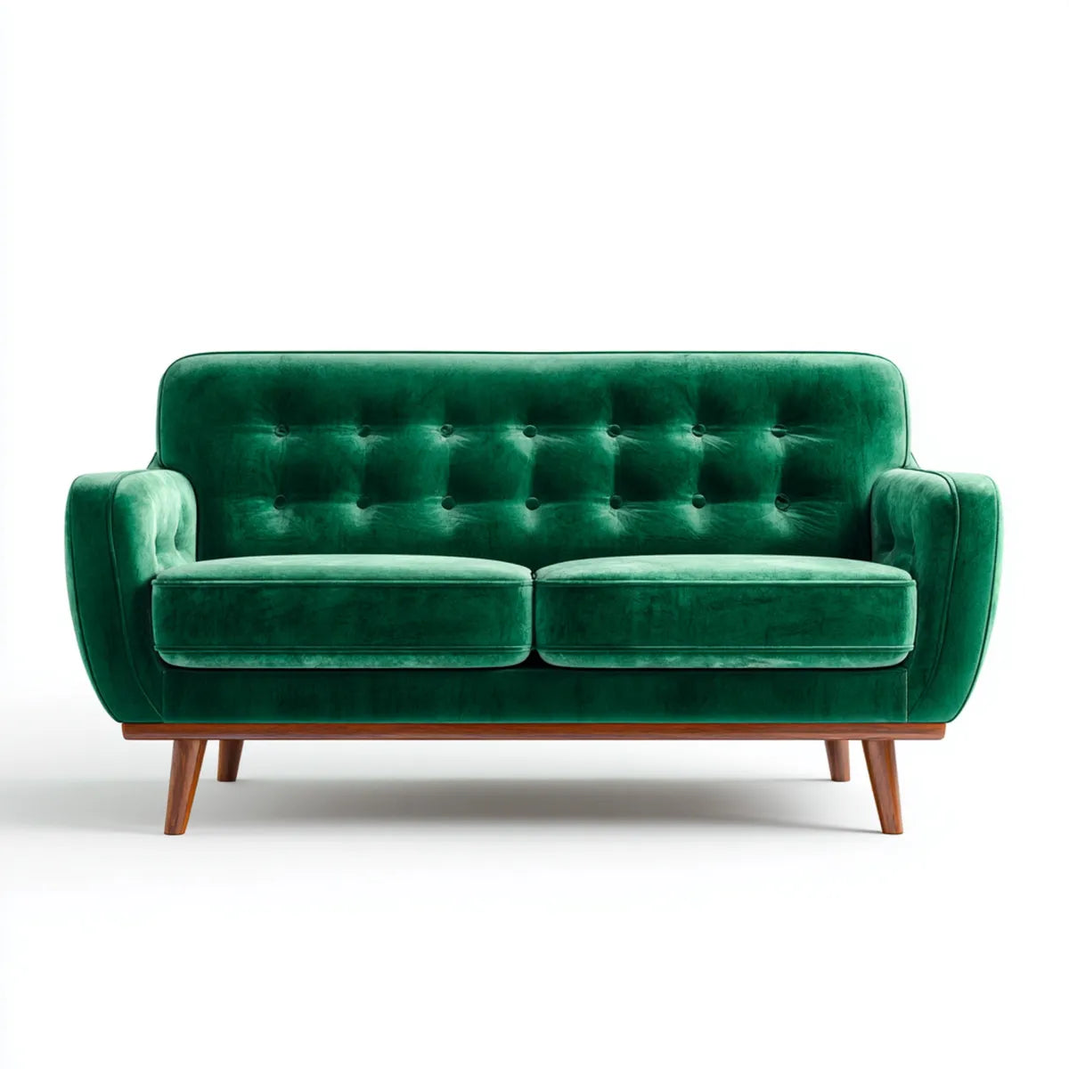 2-Sitzer Sofa Grün 170 x 82 x 86 cm Polyester-Samt mit Massivholzbeinen gerade Form