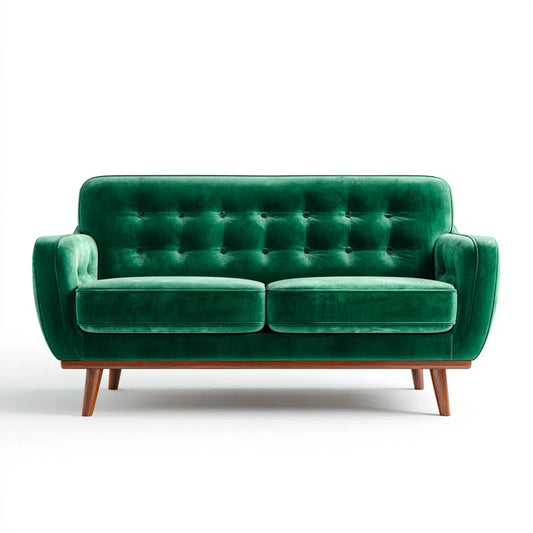 2-Sitzer Sofa Grün 170 x 82 x 86 cm Polyester-Samt mit Massivholzbeinen gerade Form