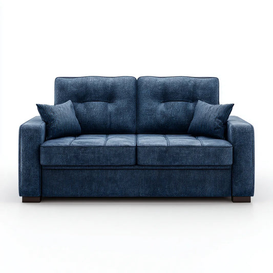 2-Sitzer Sofa Dunkelblau 160 x 90 x 85 cm mit Polyesterbezug und Kordstruktur