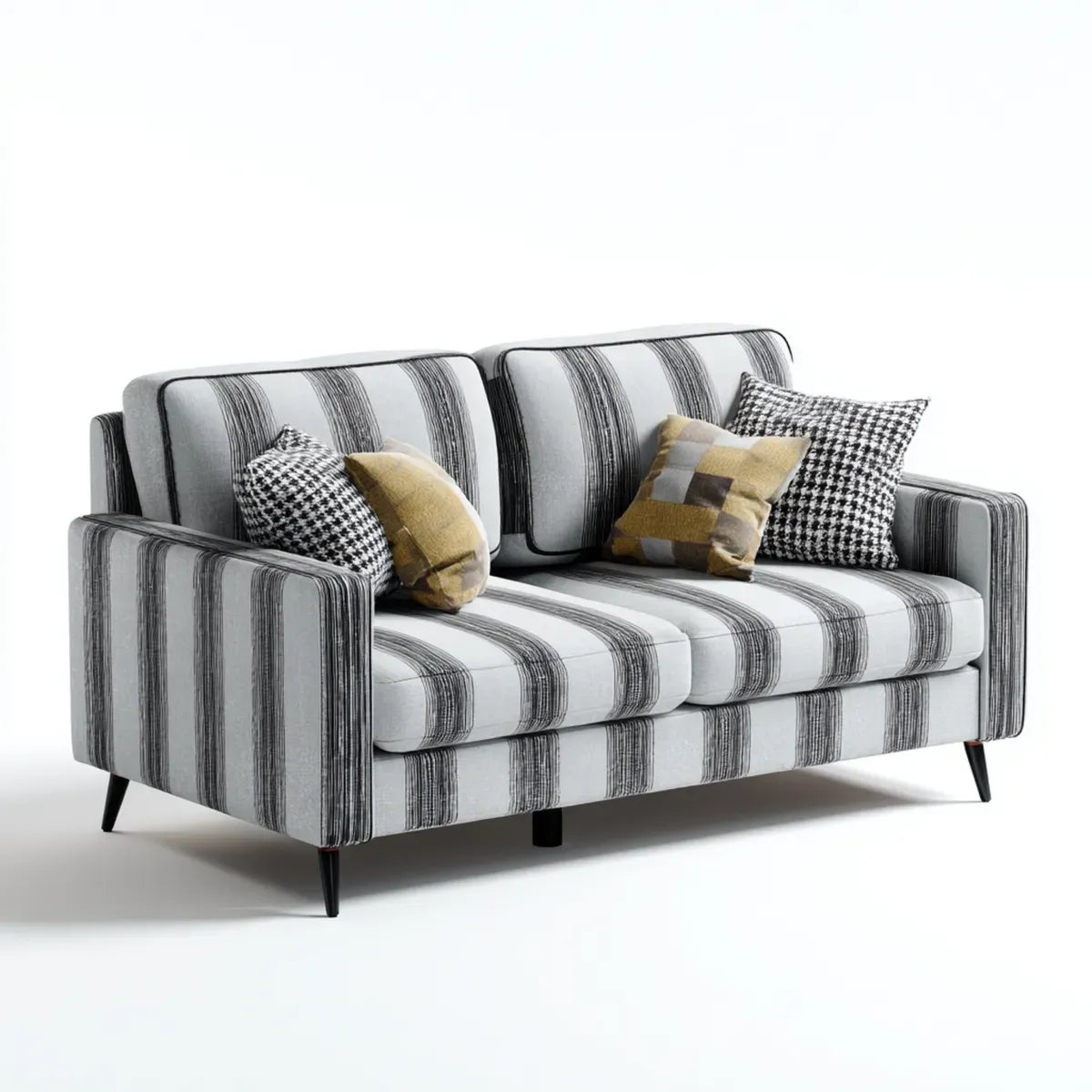 2-Sitzer Sofa Grau Schwarz 170 x 88 x 85 cm mit Polyesterbezug Rechteckig