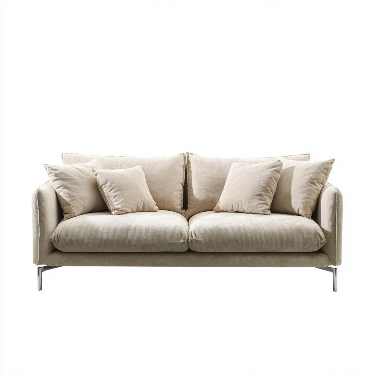 2-Sitzer Sofa Creme 180 x 90 x 85 cm Polyester-Cordbezug Rechteckig