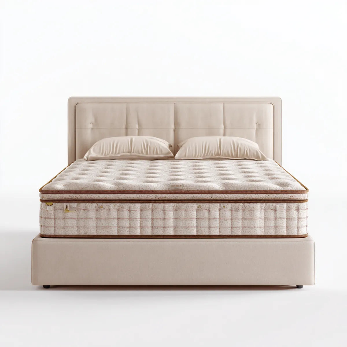 Boxspringbett Doppelbett Creme 180 x 200 cm mit Taschenfederkernmatratze PU-Kunstleder rechteckig