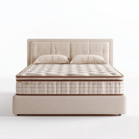 Boxspringbett Doppelbett Creme 180 x 200 cm mit Taschenfederkernmatratze PU-Kunstleder rechteckig