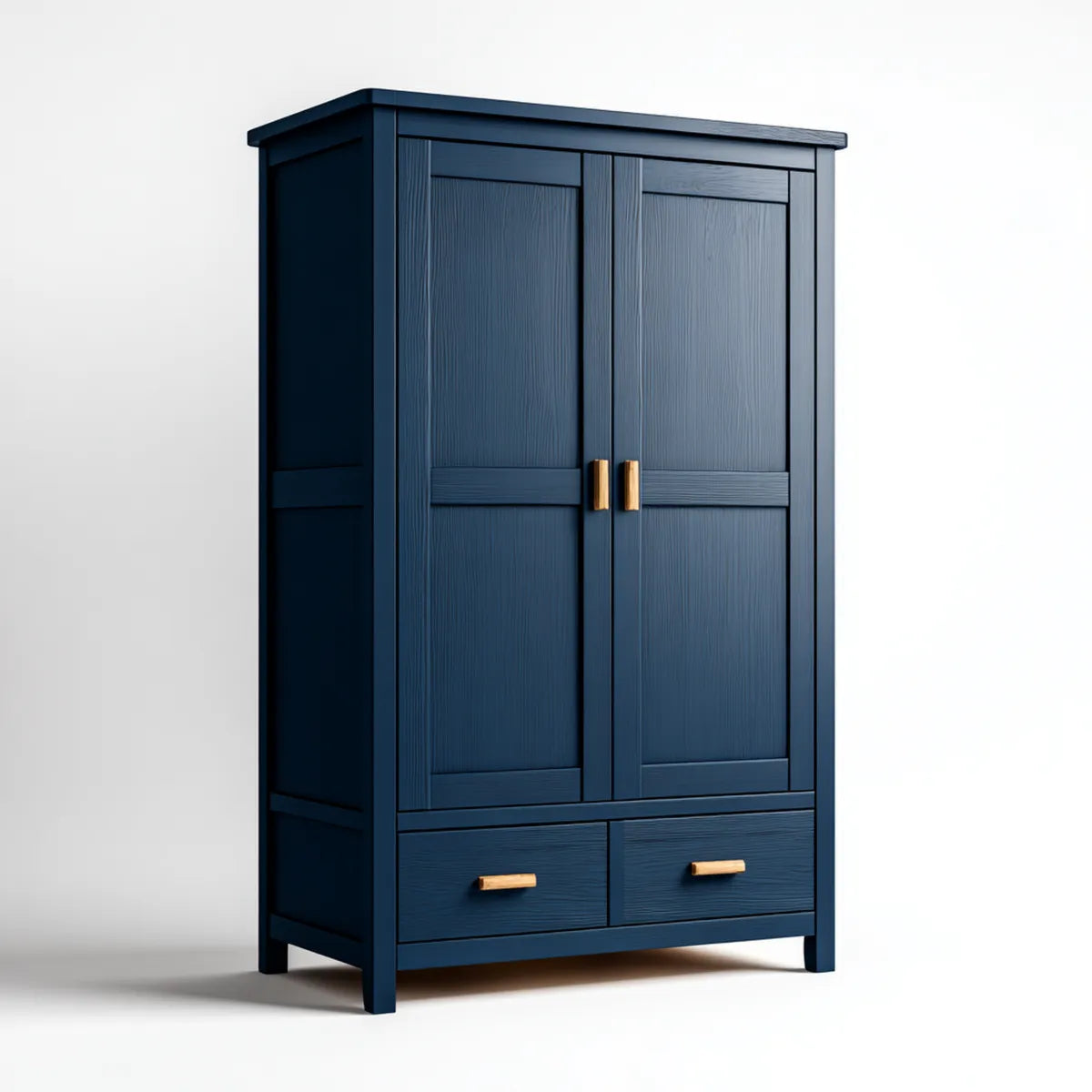 Kleiderschrank Dunkelblau 100 x 55 x 200 cm aus Kiefer-Massivholz rechteckig mit 2 Türen und 2 Schubladen