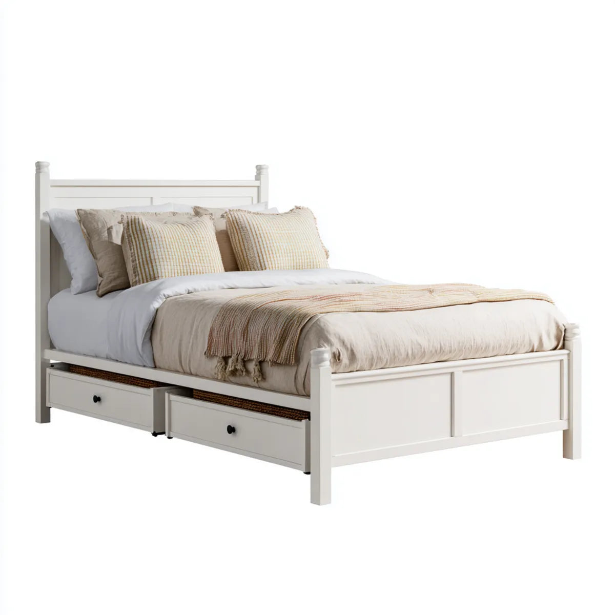 Doppelbett mit 2 Schubladen Weiß 160 x 200 cm Kiefernholz rechteckig