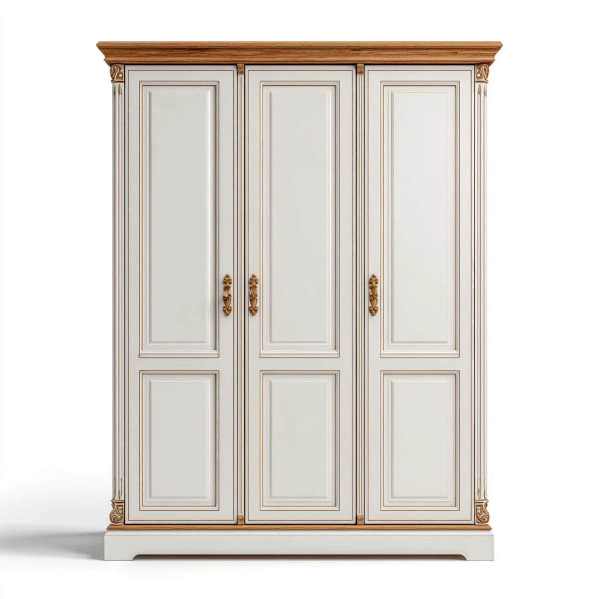 Drehtürenschrank 3-türig Weiß Eiche 180 x 60 x 220 cm MDF rechteckig