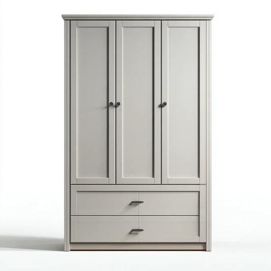 Kleiderschrank Greige 120 x 52 x 200 cm aus Spanplatte rechteckig mit 3 Türen und 2 Schubladen