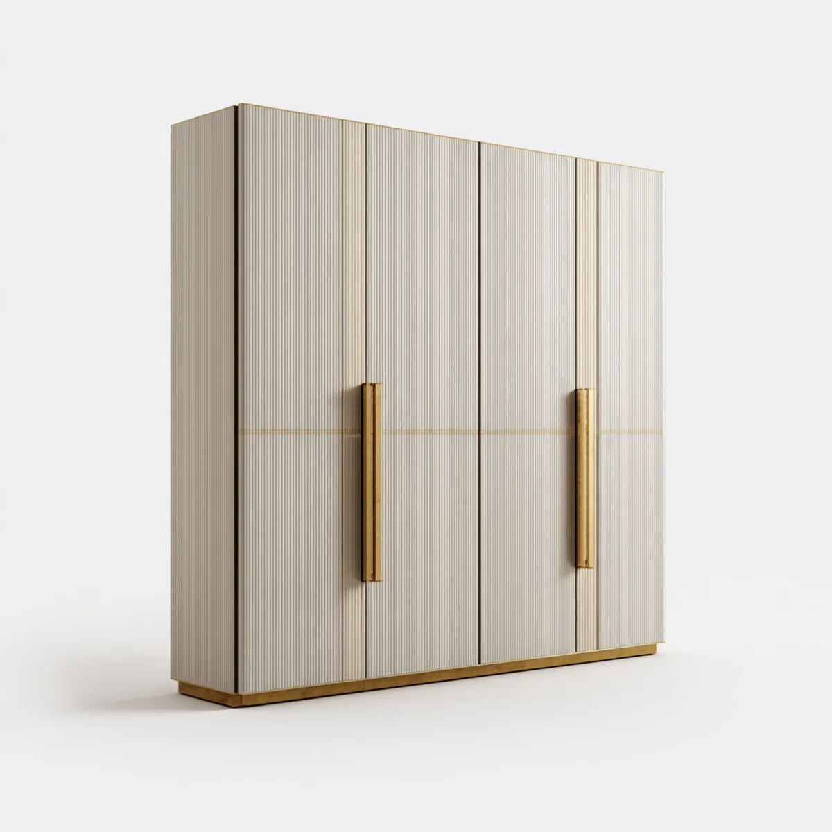 Kleiderschrank 4 Türen Cremeweiß Gold 160 x 60 x 200 cm MDF rechteckig